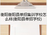 衡阳衡阳县单招集训学校怎么样(衡阳县单招学校)