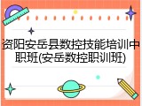 资阳安岳县数控技能培训中职班(安岳数控职训班)