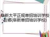 阜新太平正规单招培训学校在哪(阜新单招培训学校)