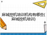 麻城挖机培训机构有哪些(麻城挖机培训)