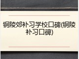 铜陵郊补习学校口碑(铜陵补习口碑)