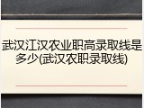 武汉江汉农业职高录取线是多少(武汉农职录取线)