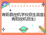 青阳县挖机学校招生简章(青阳挖机招生)