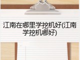 江南在哪里学挖机好(江南学挖机哪好)