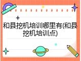 和县挖机培训哪里有(和县挖机培训点)