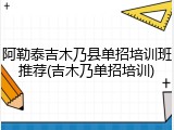 阿勒泰吉木乃县单招培训班推荐(吉木乃单招培训)