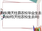 黔东南天柱县农校毕业生去向如何(天柱农校生去向)