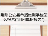 荆州公安县单招集训学校怎么报名("荆州单招报名")