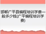 邯郸广平县编程培训学费一般多少钱(广平编程培训学费)