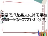 秦皇岛卢龙县文化补习学校是哪一家(卢龙文化补习校)
