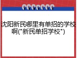 沈阳新民哪里有单招的学校啊("新民单招学校")