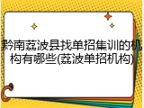 黔南荔波县找单招集训的机构有哪些(荔波单招机构)