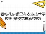 攀枝花东哪里有农业技术学校啊(攀枝花东农技校)