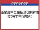 汕尾海丰县单招培训机构推荐(海丰单招培训)