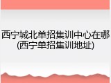 西宁城北单招集训中心在哪(西宁单招集训地址)