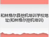 和林格尔县挖机培训学校地址(和林格尔挖机培训)