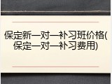 保定新一对一补习班价格(保定一对一补习费用)