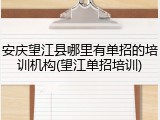 安庆望江县哪里有单招的培训机构(望江单招培训)