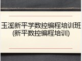 玉溪新平学数控编程培训班(新平数控编程培训)
