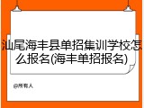 汕尾海丰县单招集训学校怎么报名(海丰单招报名)