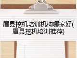 眉县挖机培训机构哪家好(眉县挖机培训推荐)