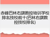 赤峰巴林右旗数控培训学校排名技校前十(巴林右旗数控技校排名)