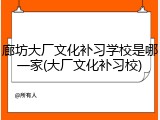 廊坊大厂文化补习学校是哪一家(大厂文化补习校)