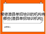 常德澧县单招培训的机构有哪些(澧县单招培训机构)