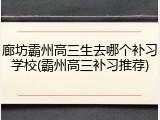 廊坊霸州高三生去哪个补习学校(霸州高三补习推荐)