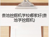 贵池挖掘机学校哪家好(贵池学挖掘机)