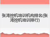 张湾挖机培训机构排名(张湾挖机培训排行)