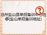 沧州盐山县单招集训中心在哪(盐山单招集训地址)
