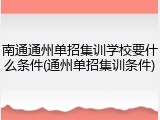南通通州单招集训学校要什么条件(通州单招集训条件)