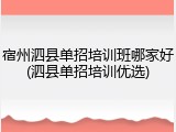 宿州泗县单招培训班哪家好(泗县单招培训优选)