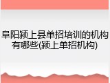 阜阳颍上县单招培训的机构有哪些(颍上单招机构)