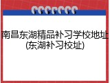 南昌东湖精品补习学校地址(东湖补习校址)