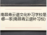 南昌青云谱文化补习学校是哪一家(南昌青云谱补习校)