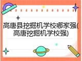 高唐县挖掘机学校哪家强(高唐挖掘机学校强)