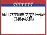 城口县在哪里学挖机好(城口县学挖机)