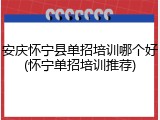 安庆怀宁县单招培训哪个好(怀宁单招培训推荐)