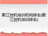 衢江挖机培训机构排名(衢江挖机培训排名)