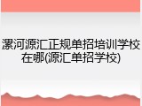 漯河源汇正规单招培训学校在哪(源汇单招学校)