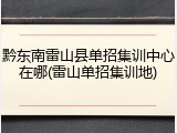 黔东南雷山县单招集训中心在哪(雷山单招集训地)
