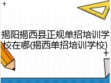 揭阳揭西县正规单招培训学校在哪(揭西单招培训学校)