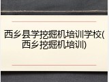 西乡县学挖掘机培训学校(西乡挖掘机培训)