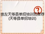 崇左天等县单招培训班推荐(天等县单招培训)