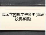 薛城学挖机学费多少(薛城挖机学费)