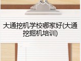 大通挖机学校哪家好(大通挖掘机培训)