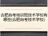 合肥自考培训班技术学校有哪些(合肥自考技术学校)