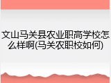 文山马关县农业职高学校怎么样啊(马关农职校如何)